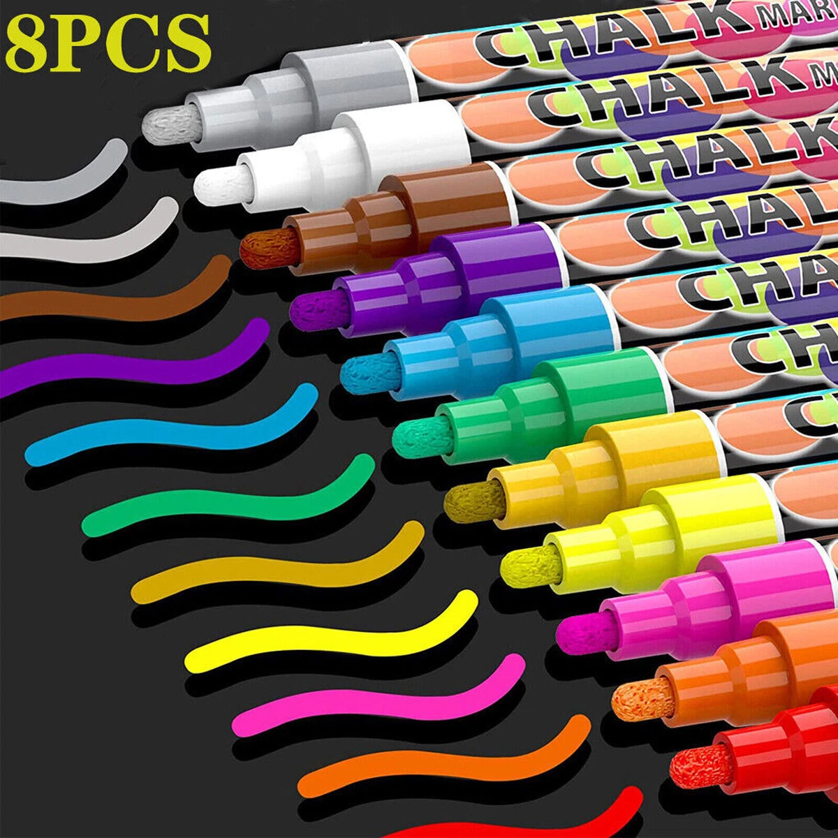 8PCS Liquid Chalk Markers Pens For Blackboard Black Signs Chalk Board LED  Glass