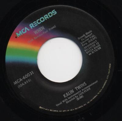 KALIN TWINS when*three o'clock thrill US MCA REISSUE 7'' 45