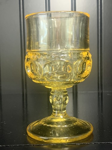 1960’s Indiana Glass Yellow Kings Crown Thumbprint Set Of 4 - Picture 6 of 8