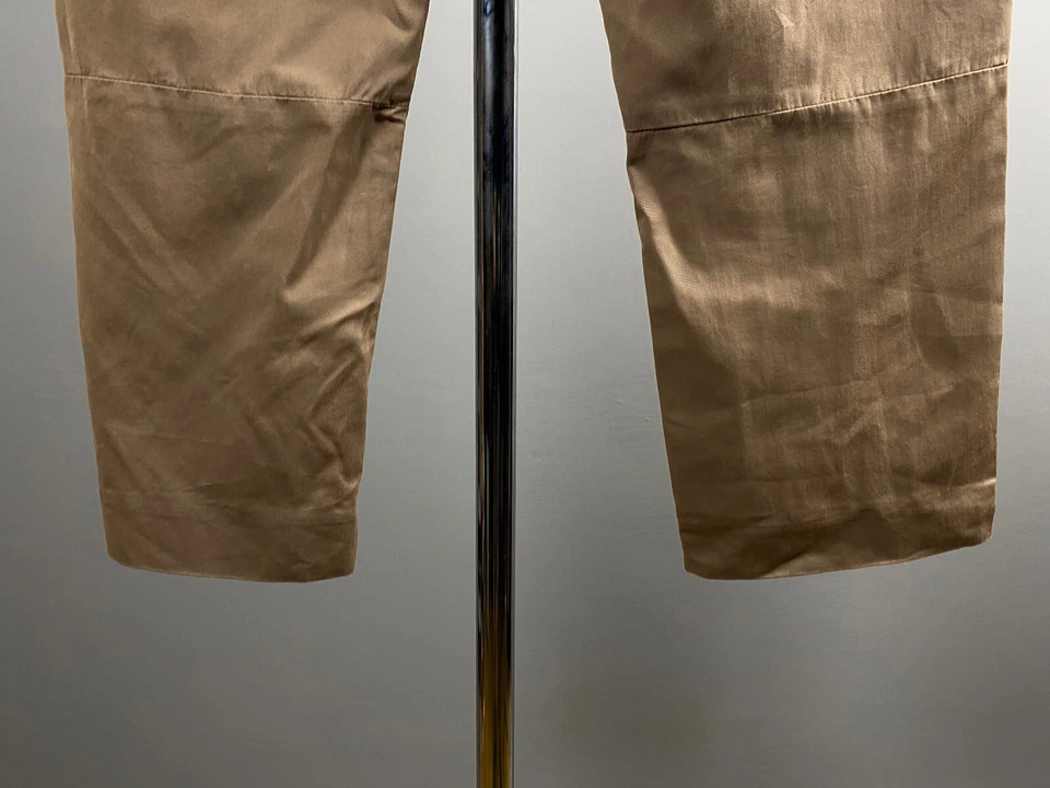 Pantalones Anchos Relajados Marni Mujer Beige Marrón Elástico Algodón Seda Talla 42 L Foto 4 de 4