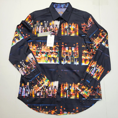 New $245 Robert Graham WHISKEY IN JAR Shirt Men MEDIUM M Multicolor Classic Fit