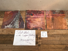 3 Copper Plated Sheet STEEL Coppersmith scrap Natural Patina Colors Verdigris D