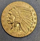 1909 Indian Head Gold $5 Ch/AU Slider Super Nice Eye Appeal