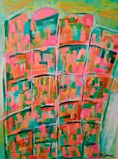 AGABIREY ART IMPRESSIONISM 18X24 ABSTRACT, PARTY, COLLECTOR, SIGNED ART PAINTING