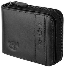 Admetus Men's Genuine Leather Bifold Zip-around Wallet with Elegant Black1258