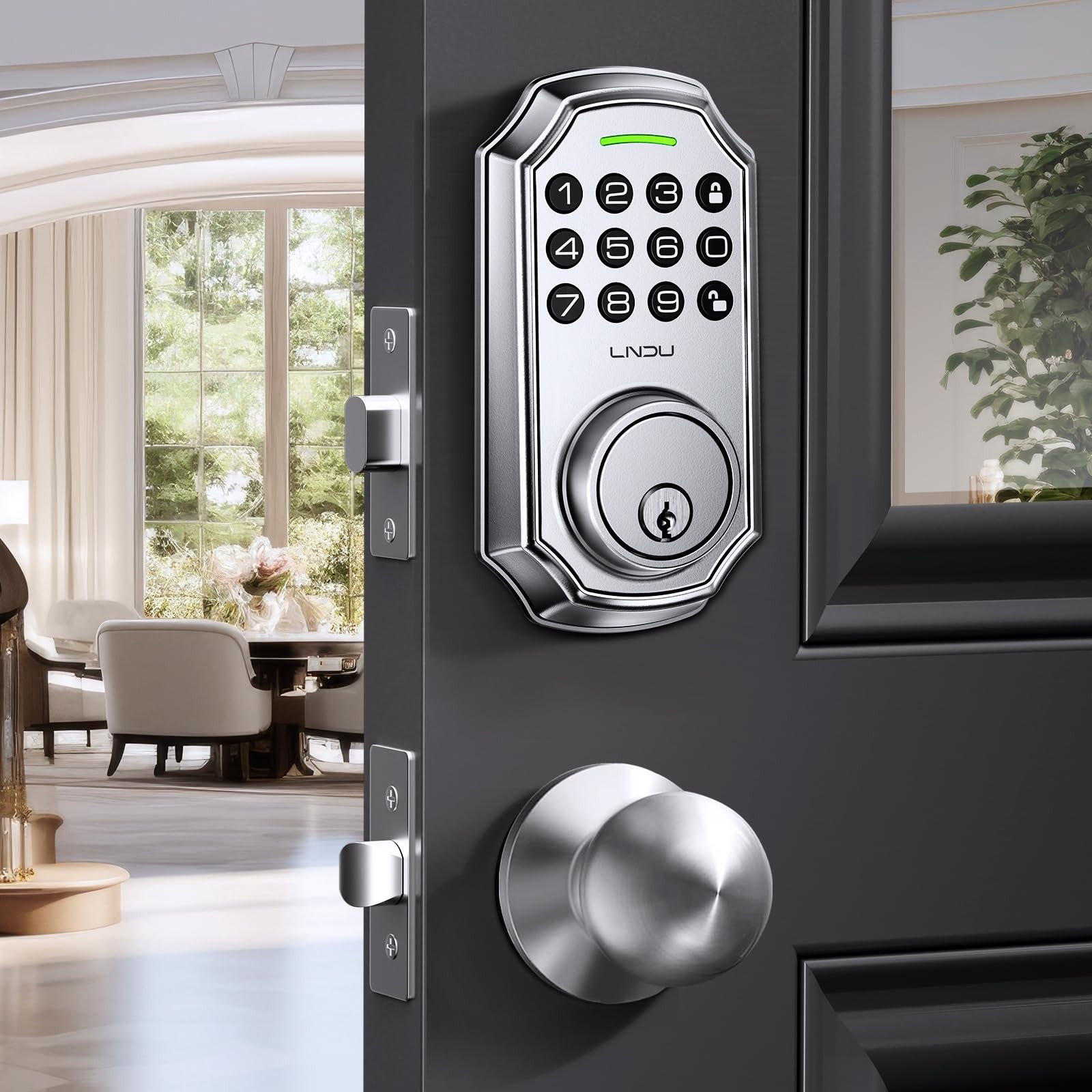 Smart Keyless Entry Deadbolt Lock with Handle – 100 User Codes for Front Door