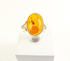 9ct Gold Amber Ring Single Solitaire Hallmarked Size 'M 1/2' with gift box