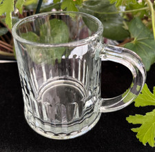 Beer mug/tankard, half pint, DEMA, English-made clear glass, heavy base, ridged