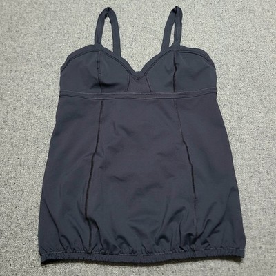 Lululemon Shirt Womens 10 Large Black Light Up Tank Top Performance Zip Pocket 