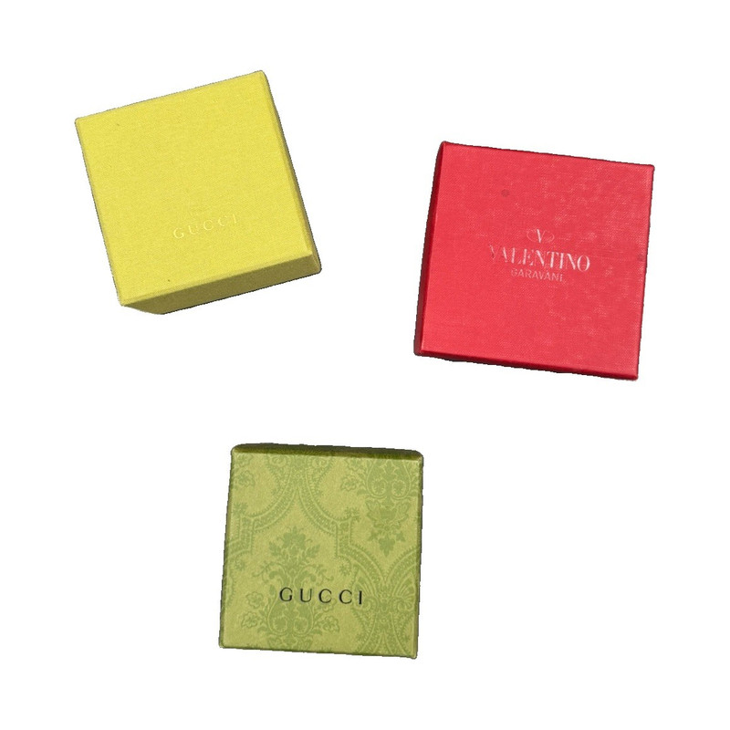 Gucci & Valentino Garavani Logo Jewelry Gift Boxes Lot of 3 Green/Red/Yellow
