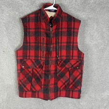 Northern Summit Vest Mens XL Buffalo Plaid Wool Sherpa Lined Zip Pockets Hunting