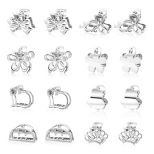 16PCS Small Metal Hair Claw Clips, Silver Mini Hair Clips for Thin Thick Hair, C