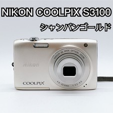 [Good Condition] NIKON COOLPIX S3100 Champagne Gold Compact Digital Camera Japan