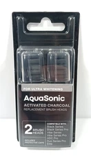 AquaSonic Activated Charcoal for Ultra Whitening 2Pcs Replacement Brush Heads