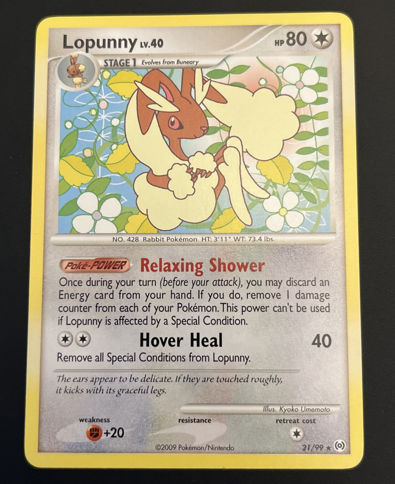 Pokémon TCG Lopunny Rare Card 21/99 Arceus 2009 - NM