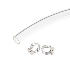 6.6ft Length Plastic Clear Vinyl Tubing 10mm 3/8" ID 13mm 1/2" OD with Clamps