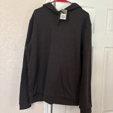 Large - Mens Textured Fleece Hooded Sweatshirt - Goodfellow Co - Charcoal Gray