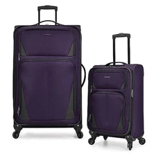  Aviron Bay Expandable Softside Spinner Wheels 2 Piece Luggage Purple