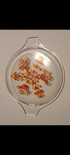 Pyrex Friendship Birds Glass Lid 470 C Vintage Clear Lid Only 7 Inch Small Chip