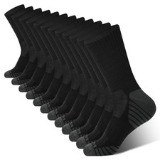 BAMBOO COOL Men's Crew Socks Athletic Running Sports Socks, X-Large, Black 6