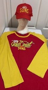 AFLW Gold Coast Suns Ladies Size 14 Long Sleeve Tee (VGC) + 2020 Hat Cap (NWOT)