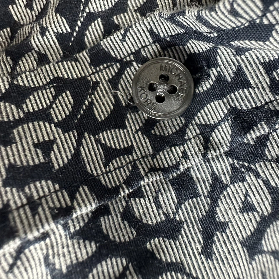 Camisa Michael Kors Calce Ajustado Manga Corta Botón Azul Marino Estampado Abstracto Talla M Foto 4 de 4