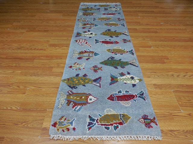 Modernd  Fish Sea Animal Designd Rug Turkish Fine Quality 2.5x8 Ft