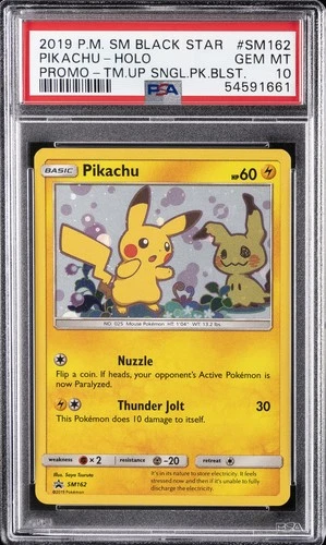 2019 POKEMON SM BLACK STAR PROMO #SM162 PIKACHU-HOLO PSA 10