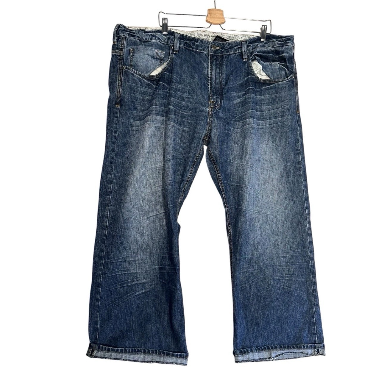 S Sz 44 Blue Denim Wide Flare Winter Christmas Jeans