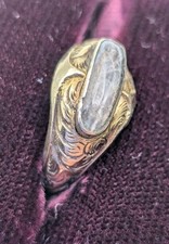 Antique Mourning 14K Yellow Gold Ring Hair