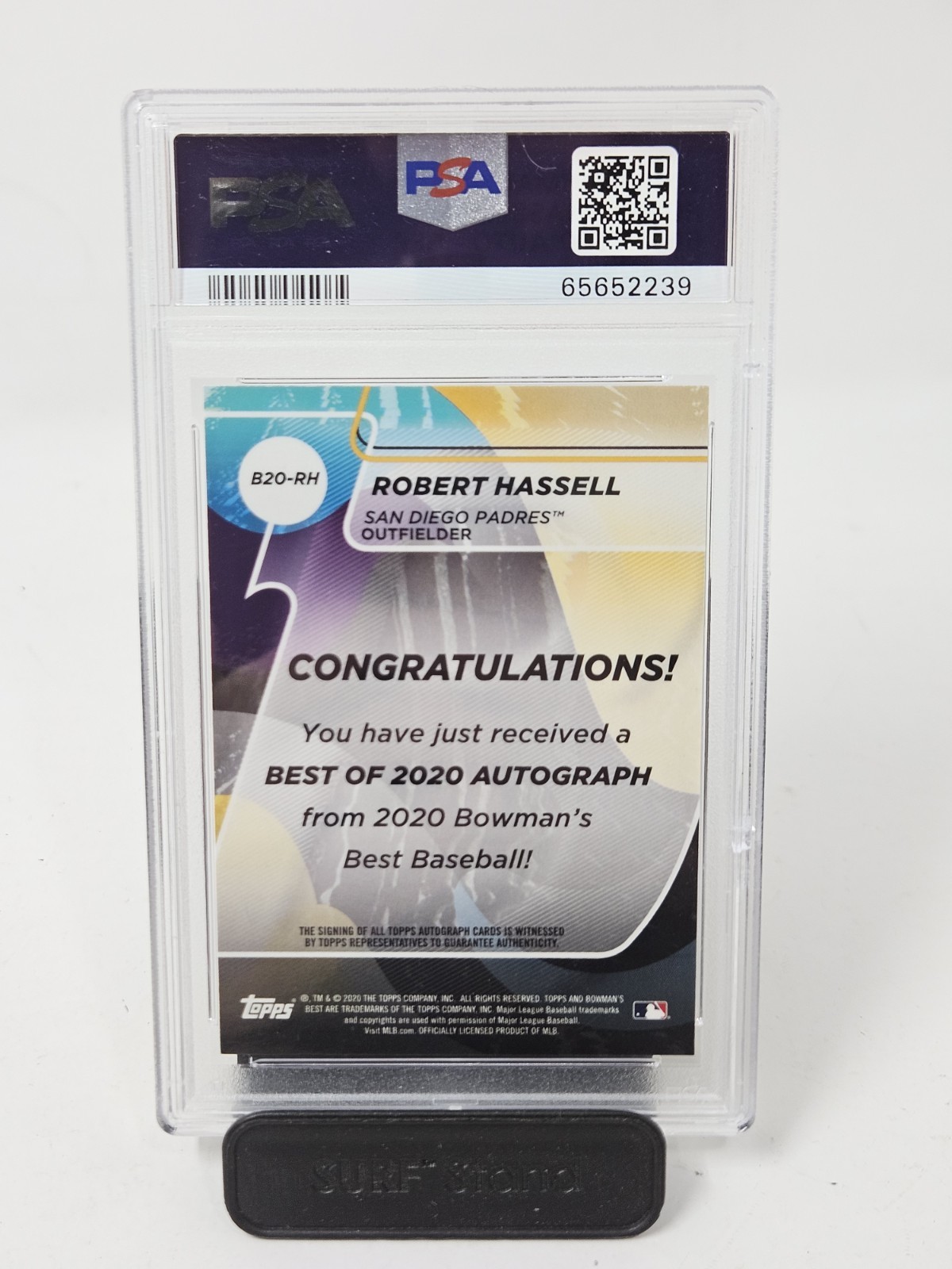 2020 Bowman's Best Of 2020 Robert Hassell Padres RC Rookie AUTO PSA 9 view 2