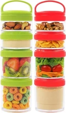 Portable Stackable Food Prep Containers 2 Pack - Green & Red