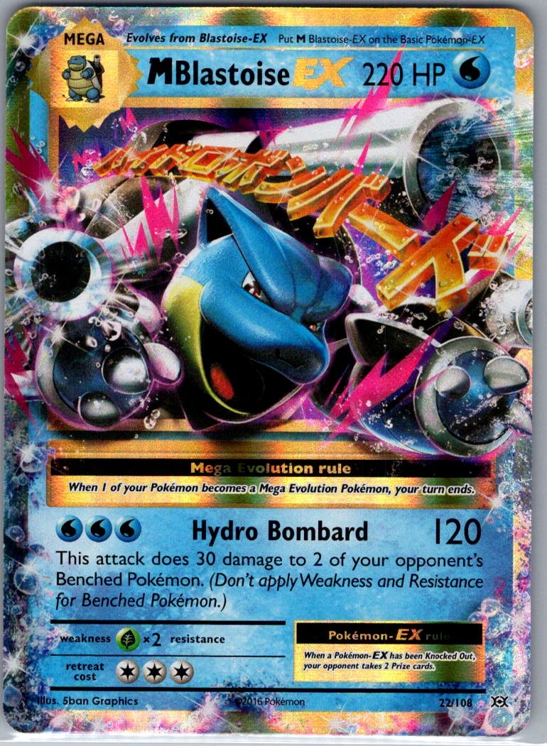 M Blastoise EX 22/108 XY - Evolutions - Pokemon Card - NM
