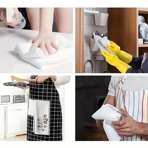 4 pièces torchons de cuisine en microfibre super absorbants gaufrier citation drôle - Photo 6/6
