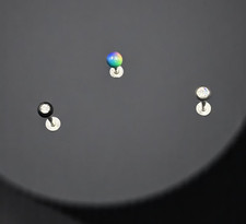Set da 3 Piercing in Acciaio Chirurgico Asta con base piatta diametro mm. 1,2