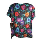 Black Bright Abstract Floral Scrub Top S  Heal Wear 3 Hem pockets Mark — photo 7