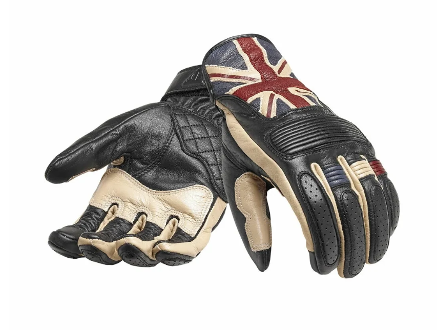 Triumph Union Jack British Flag Leather Motorcycle Gloves