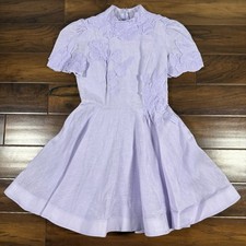 Antonio Melani Women’s Size 6 Lavender Floral Appliqué Iris Linen Mini Dress