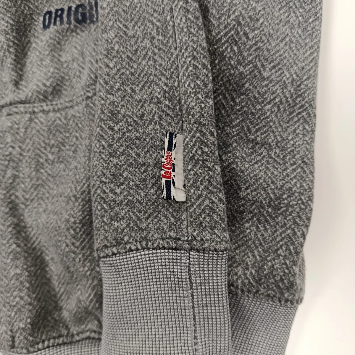 Sudadera para hombre LEE COOPER con capucha gris espina de pescado gráfica talla M