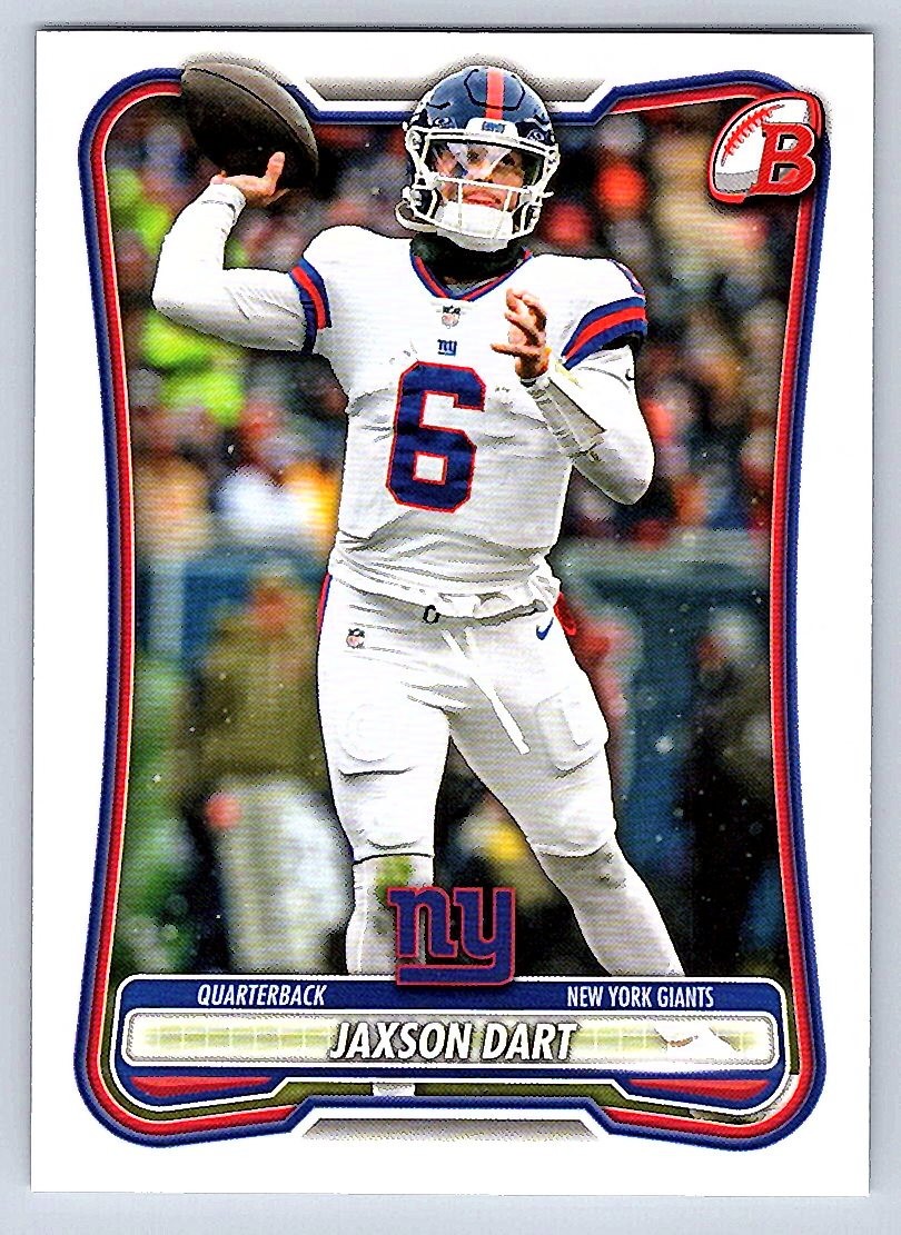 2026 Bowman Football Base # 77 Jaxson Dart - New York Giants - 2 Card Minimum