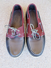 Sperry Top-Sider Navy Blue/Gray/Burgundy leather boat shoes. Men's 13 M