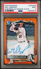 2025 Bowman Chrome- Will Simpson (10/25)  1st Bowman AUTO- Orange Wave #33 PSA9