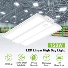 150W LED Linear High Bay Light Commercial Hanging Fixture 4500K~5700K +Microwave