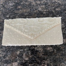 Elegant Vintage Bon Soir White Clutch with Italian Beads