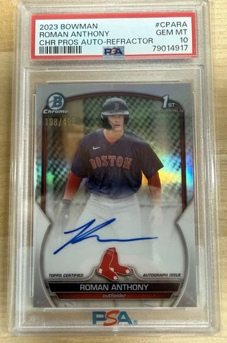 Roman Anthony PSA 10 2023 1st Bowman Chrome Auto #CPA-RA Refractor /499 (AU, RC)