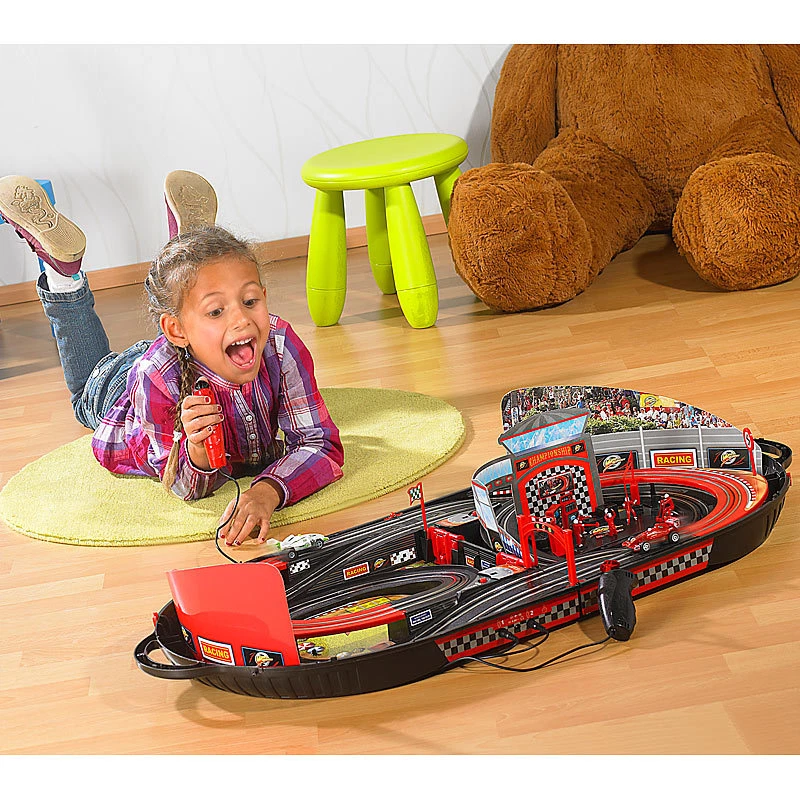 Playtastic Autorennbahn: Portable Rennbahn im Koffer - Komplett-Set mit 2 Autos - Bild 4 von 4