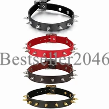 Gothic Rivet Spike Studded Choker Punk Rock Leather Collar Necklace Adjustable