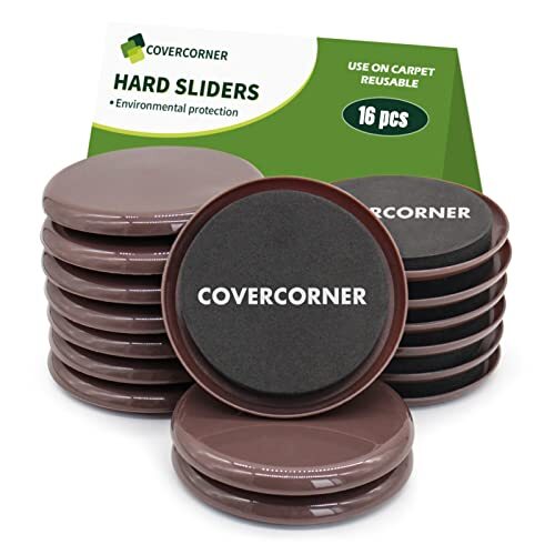 Sleighters Heavy Furniture Sliders – Pack Of 8 Reusable 3.5” Discs For Carpet, Hardwood & Tile Floors