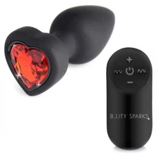 Booty Sparks: 28X Vibrating Silicone Red Heart Anal Plug - Small -FREE SHIPPING!