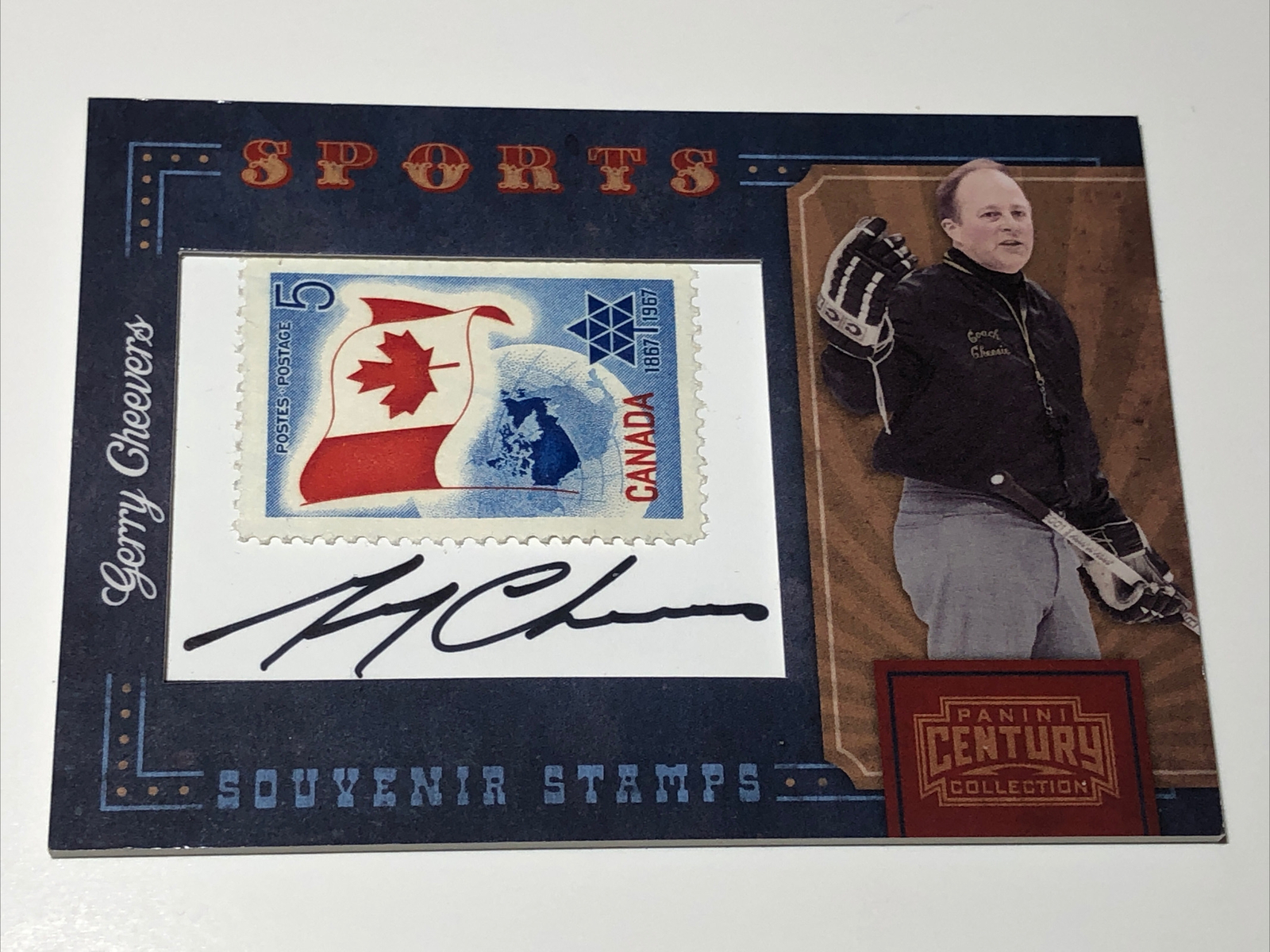 Gerry Cheevers Autographed Signed Boston Bruins BECKETT GEM MINT 2010 SOUVENIR STAMP CARD 1/100 